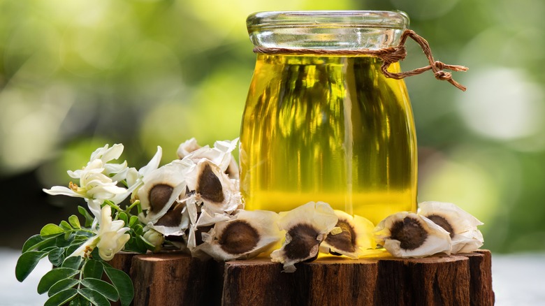 Moringa oil in a jar