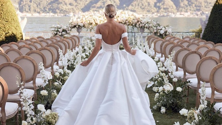 Bride poses at destination wedding