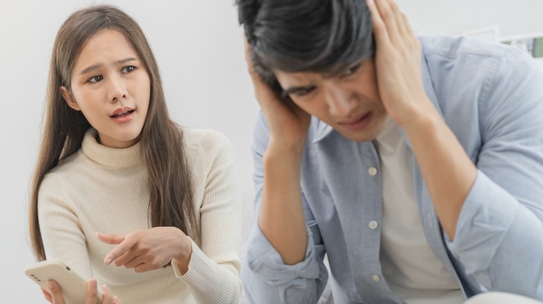 Upset man and woman