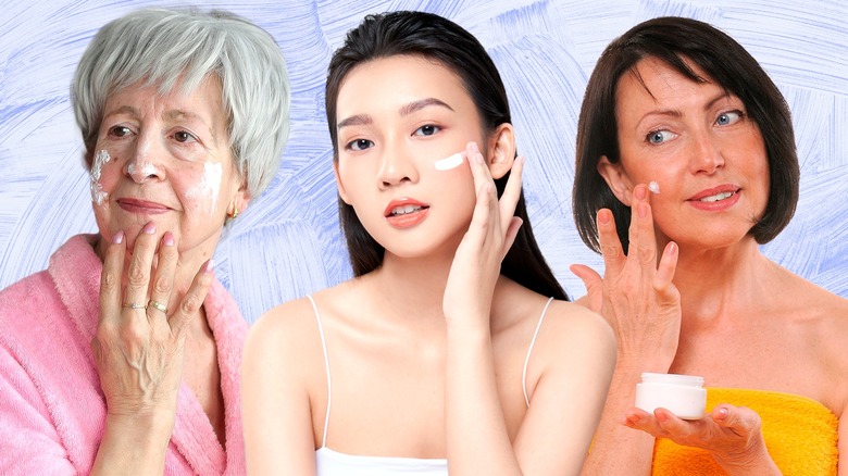 Women of different ages applying creams