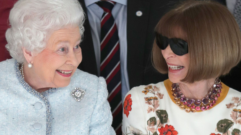 Queen Elizabeth II and Anna Wintour London Fashion Week