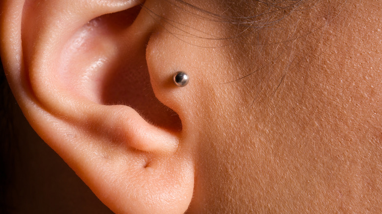 ear with a piercing hole