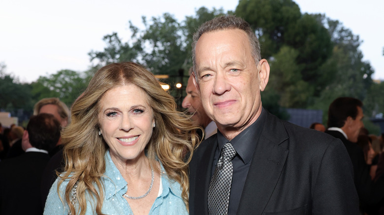 Rita Wilson and Tom Hanks smiling