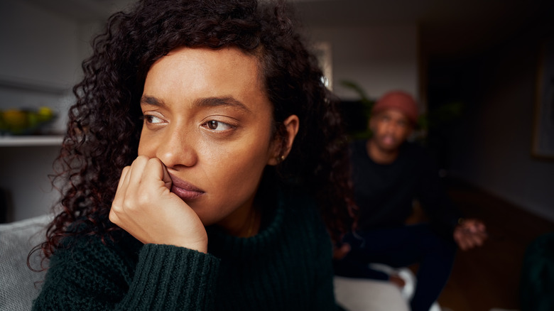 woman turning away from argument