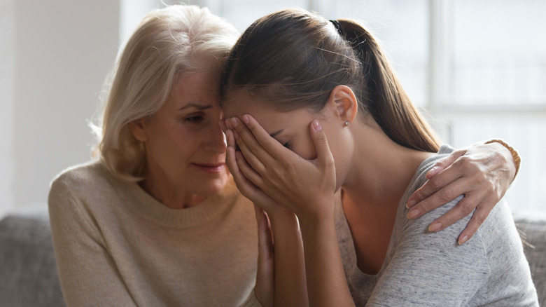 sad women talking
