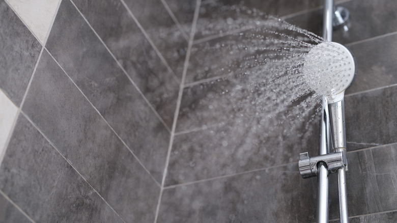 Shower with water running
