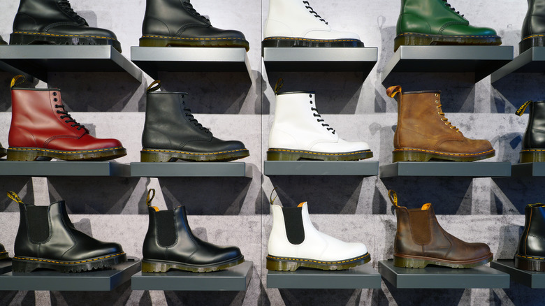 Shelves with Dr. Martens shoes