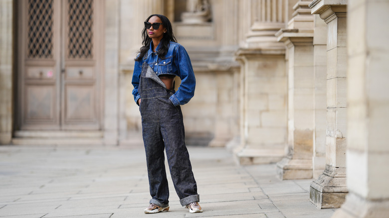 woman in overalls