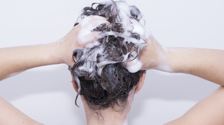 Woman washing hair 