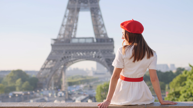 Woman by the Eiffel Tower