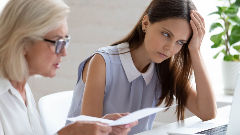 Mature woman boring young coworker