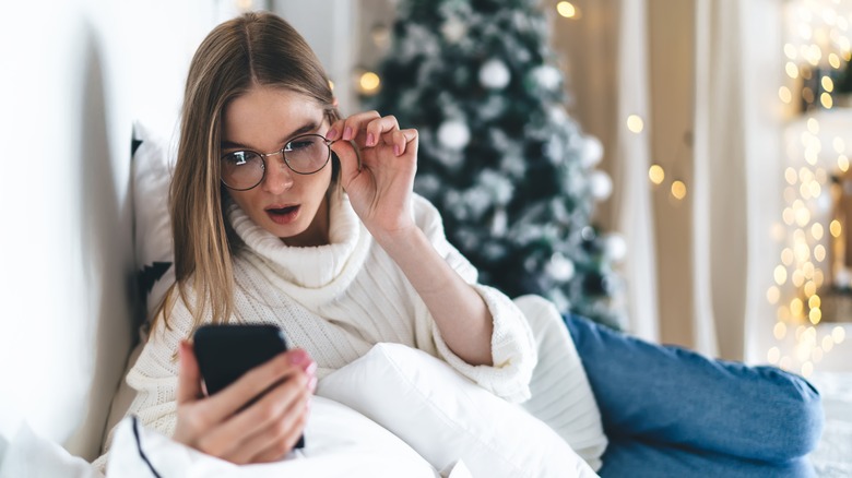 woman surprised at phone