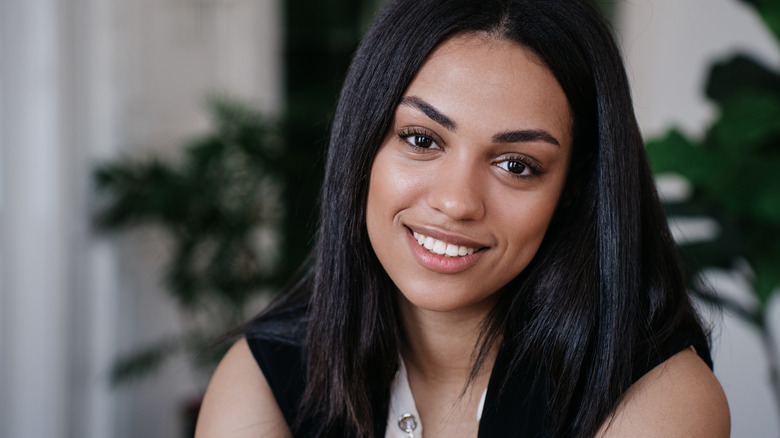 woman smiling at home