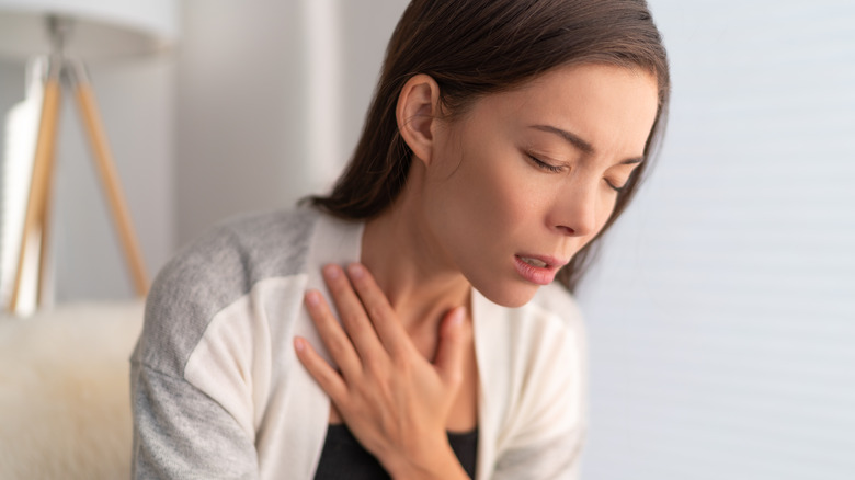 A woman having a panic attack