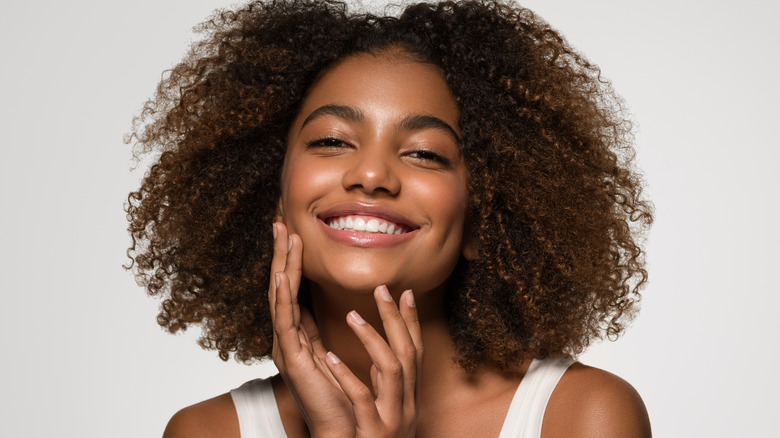 woman with curly hair