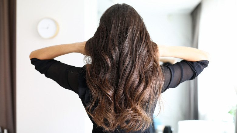 Back of woman's curled head 