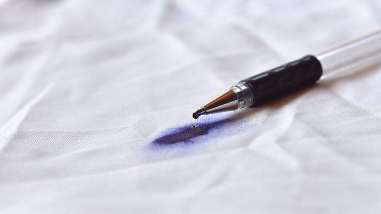 pen creating an ink stain