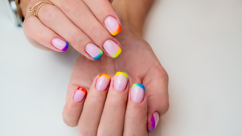 rainbow French manicure