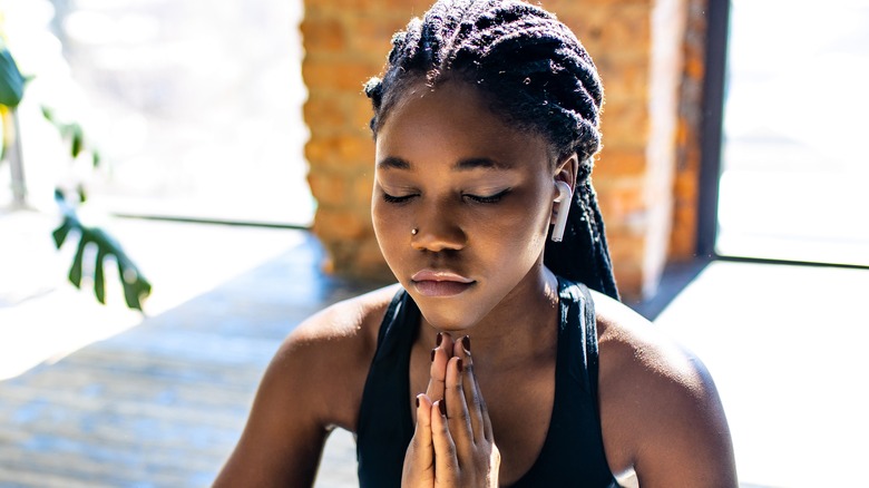 woman meditating