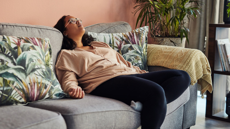 woman waiting on sofa