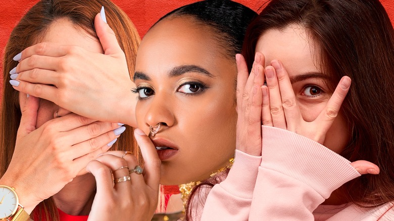 Composite women hands on face