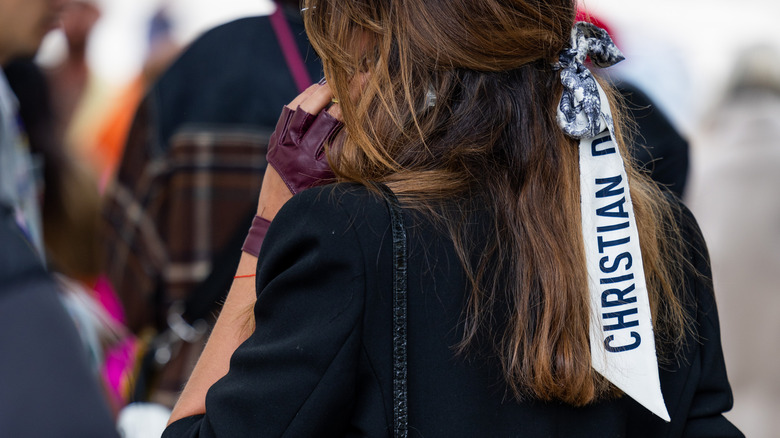 Woman with hair ribbon