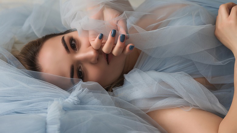 Woman wearing tulle dress