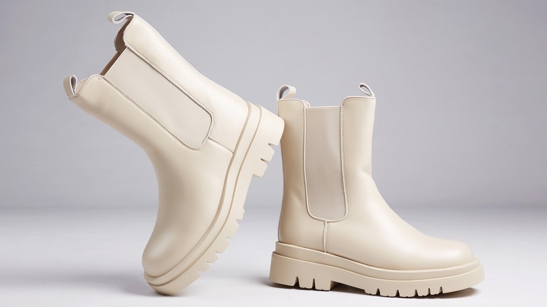 white leather chelsea boots