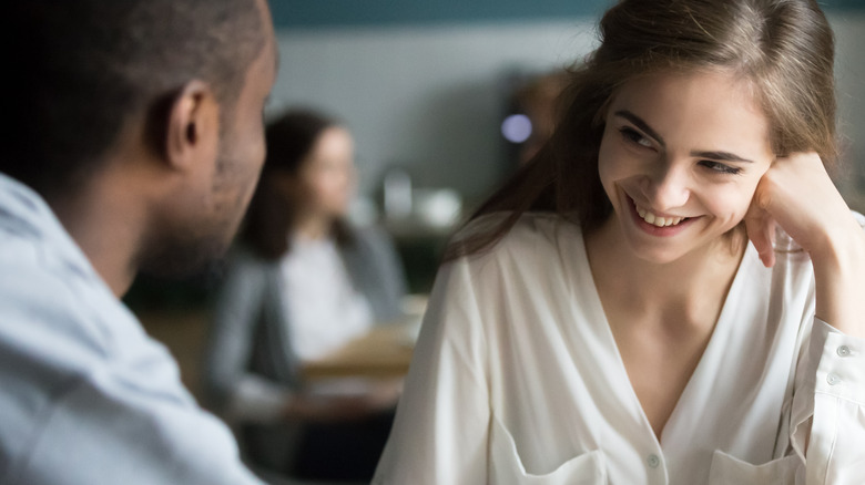 Woman smiling on a date