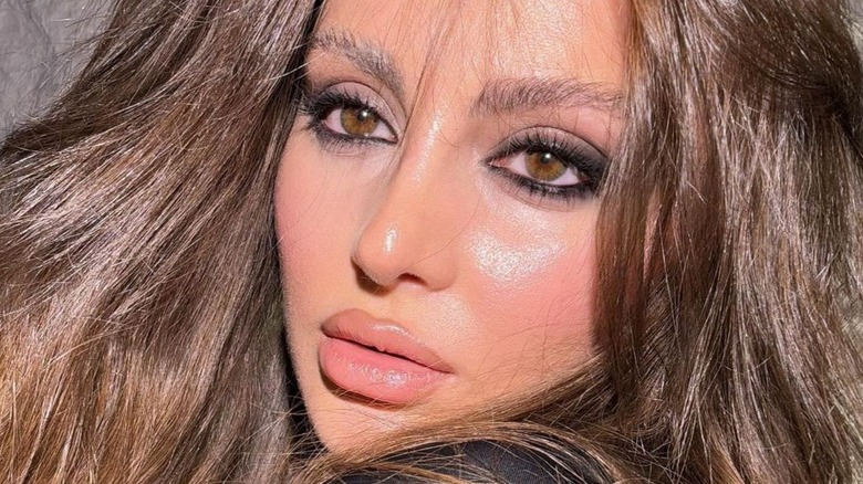 Close up of smokey eye makeup