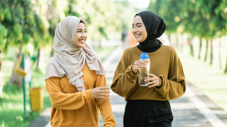 Muslim girls post workout