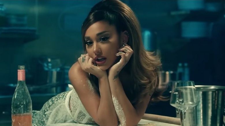 Ariana Grande with a '60s hairstyle in the "Positions" music video