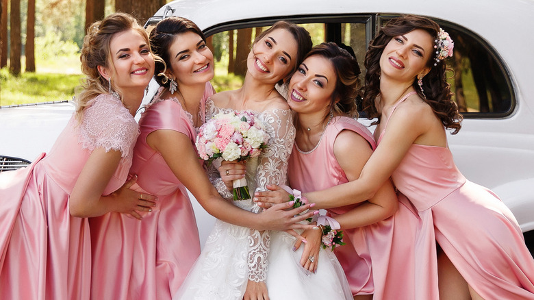 bridesmaids with bride