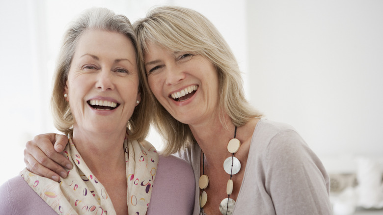 Two women hugging