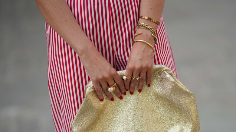 Woman on beach wearing bracelets