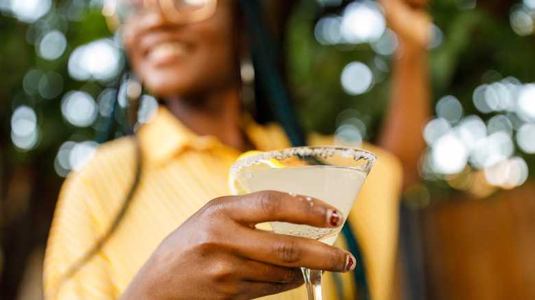 Girl drinking a margarita