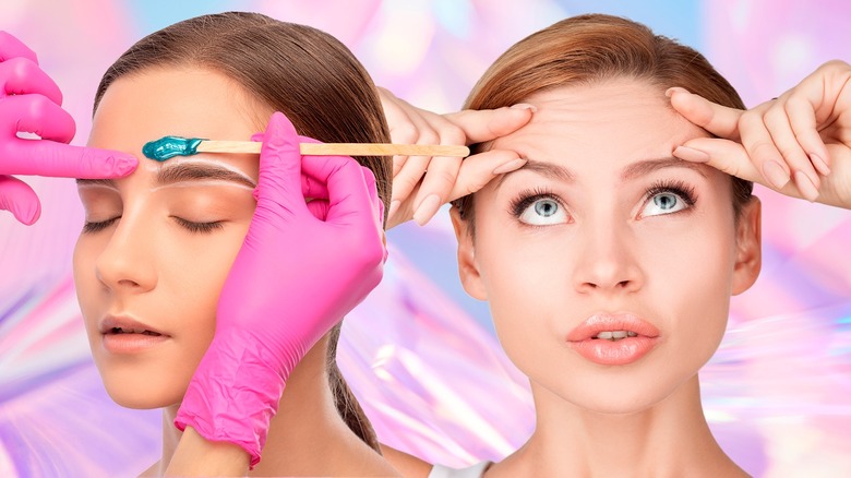 woman having eyebrows waxed