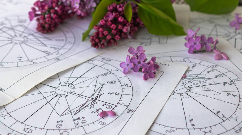 Lilacs on paper astrological birth charts
