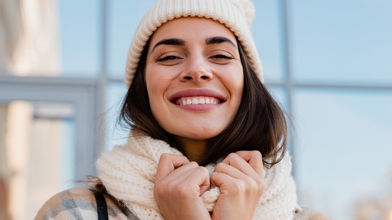 female bundled up winter