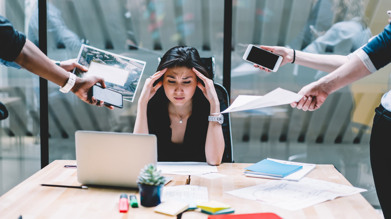 woman stressed at work