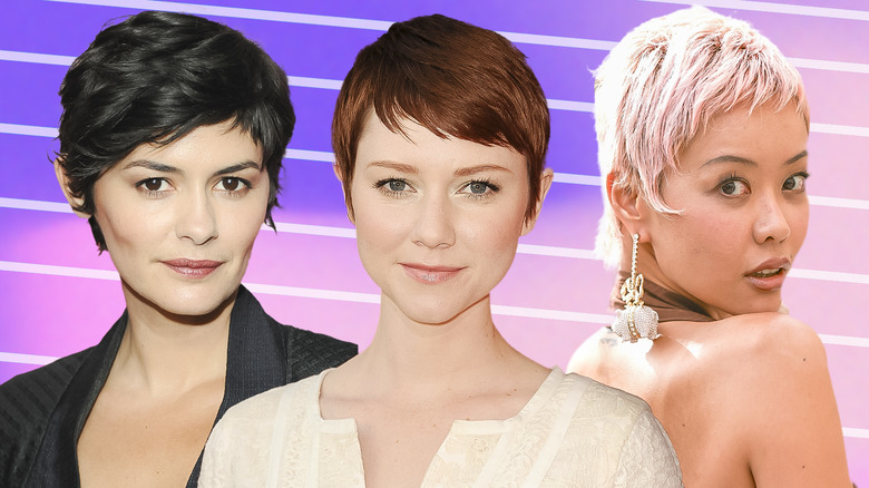 Three women with pixie cuts