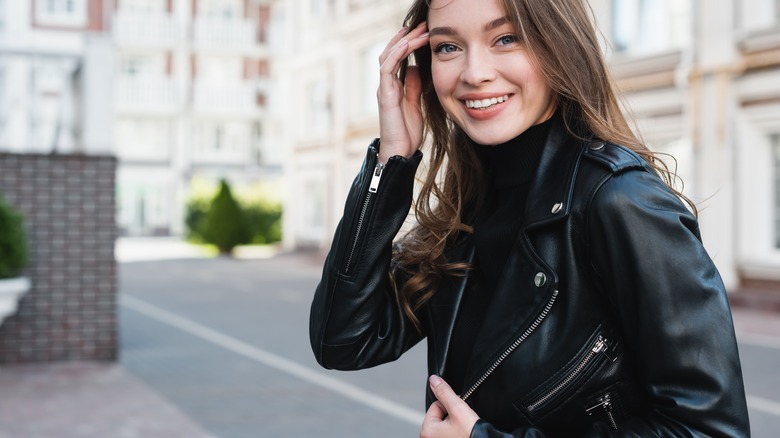 Black leather jacket