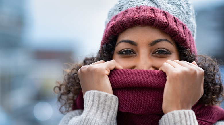 African American woman with winter scarf
