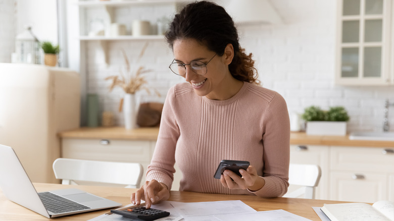 woman working from home at desk