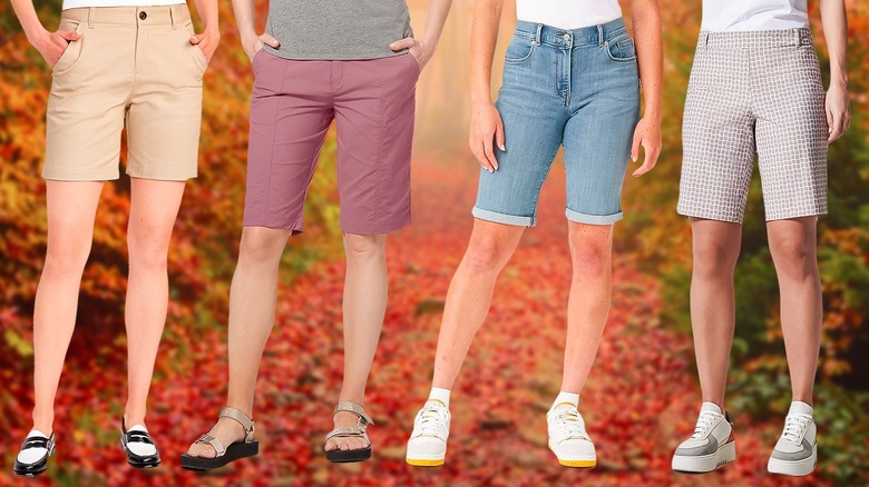 women wearing bermuda shorts