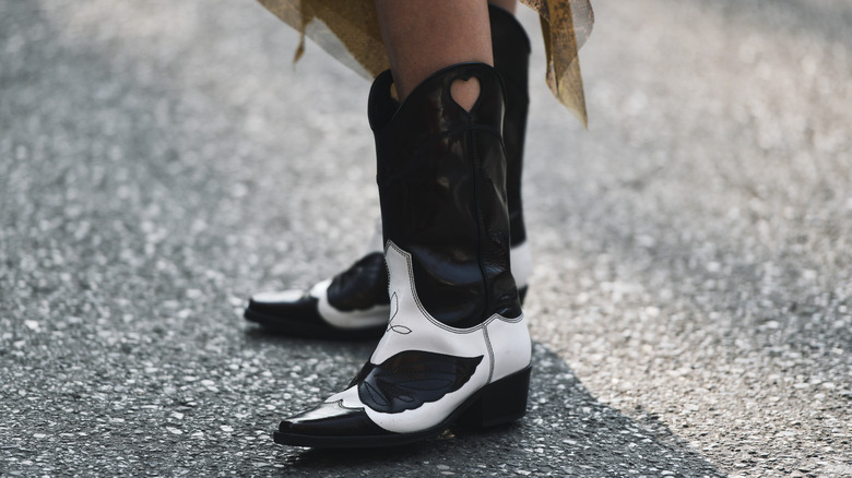 black and white cowboy boots