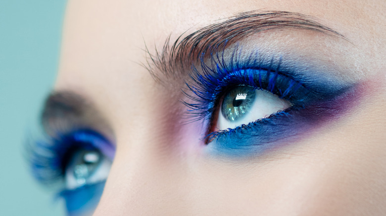 Blue eyeshadow and mascara