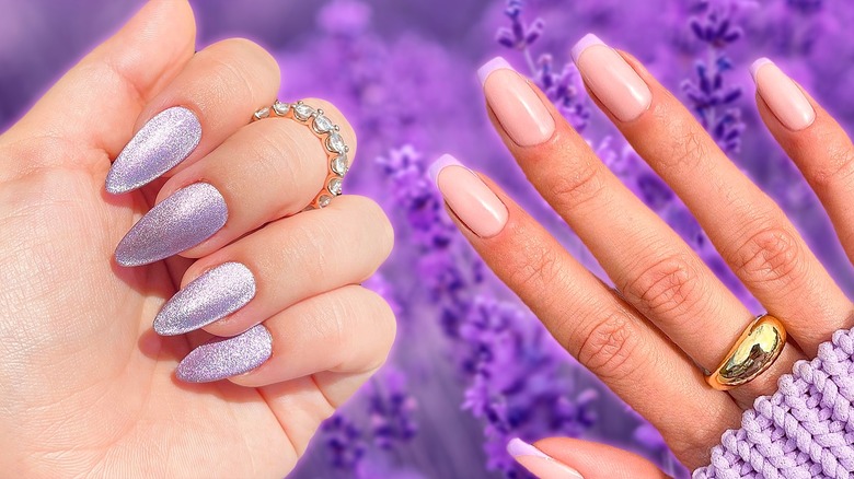 hands with lavender nails