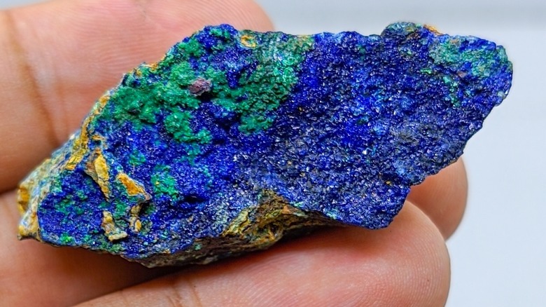 hand holding azurite