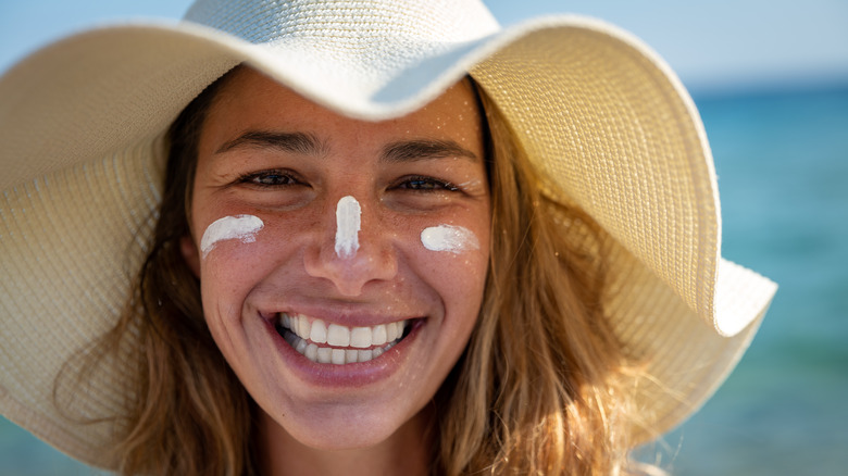 woman on beach spf